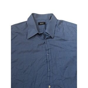 Hugo Boss Men's Dress Shirt Blue Long Sleeve Cotton 45/17¾‎ Casual Designer